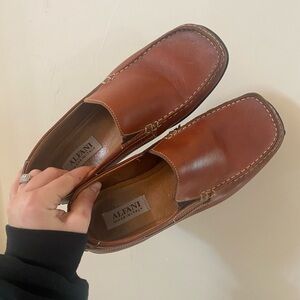 Alfani Made in Italy Brown Leather Loafers Men’s 9.5 Classic Slip-On Shoes